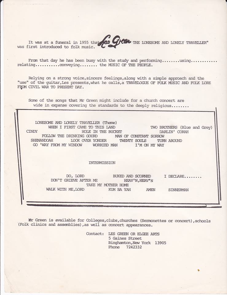 LesGreen.folksinger.itinerary