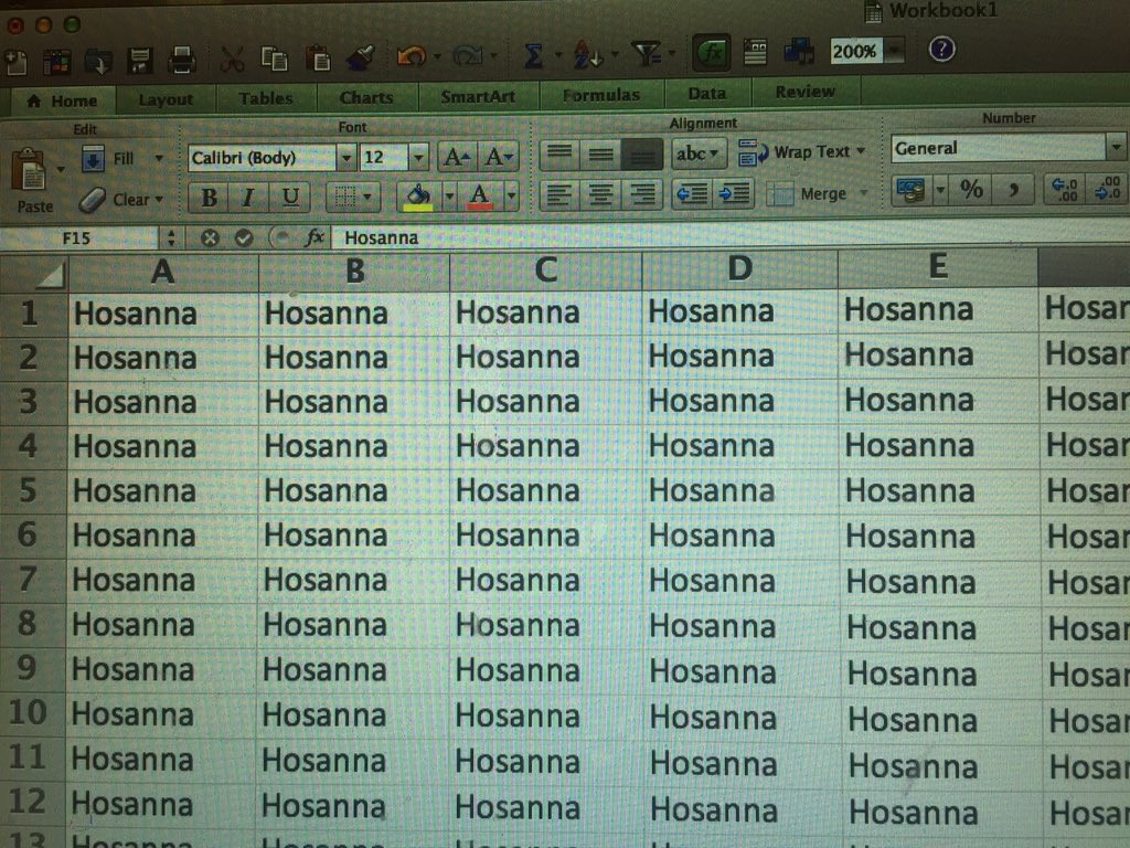 hosanna in excel sheets