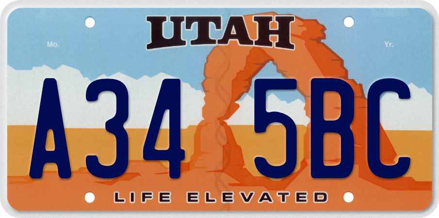 Utah license plate