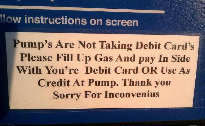 sign at the gas pump